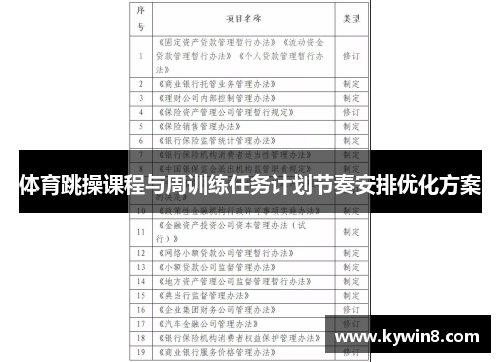 体育跳操课程与周训练任务计划节奏安排优化方案